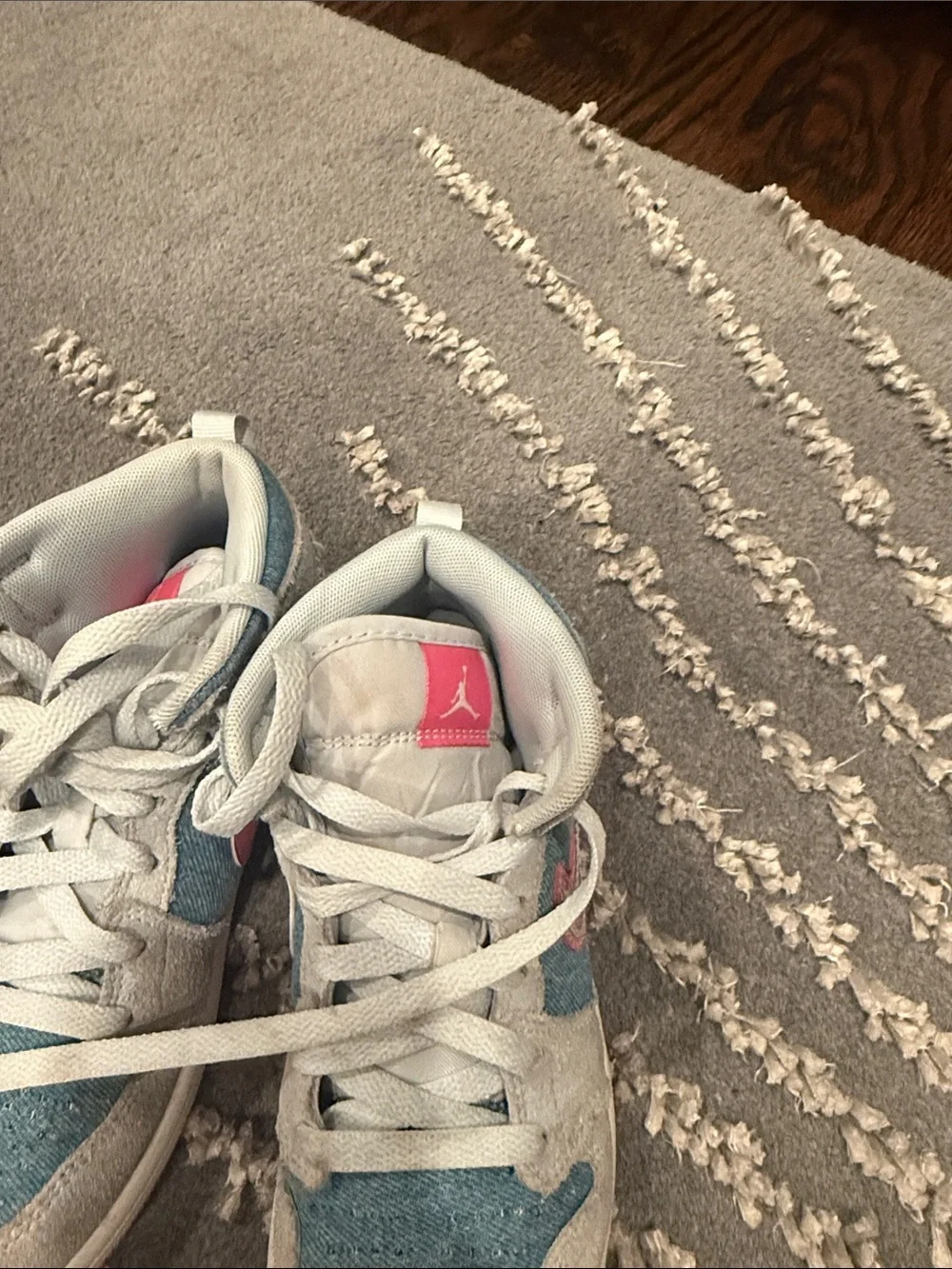Nike air Jordan Low Top Sneakers in Denim Blue and Pink